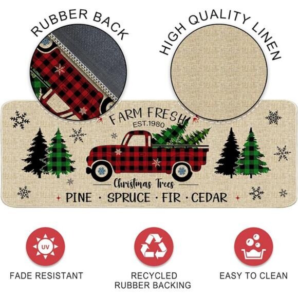 Christmas Kitchen Mats Set of 2, Christmas Kitchen Rugs and Mats Farmhouse - Picture 4 of 7